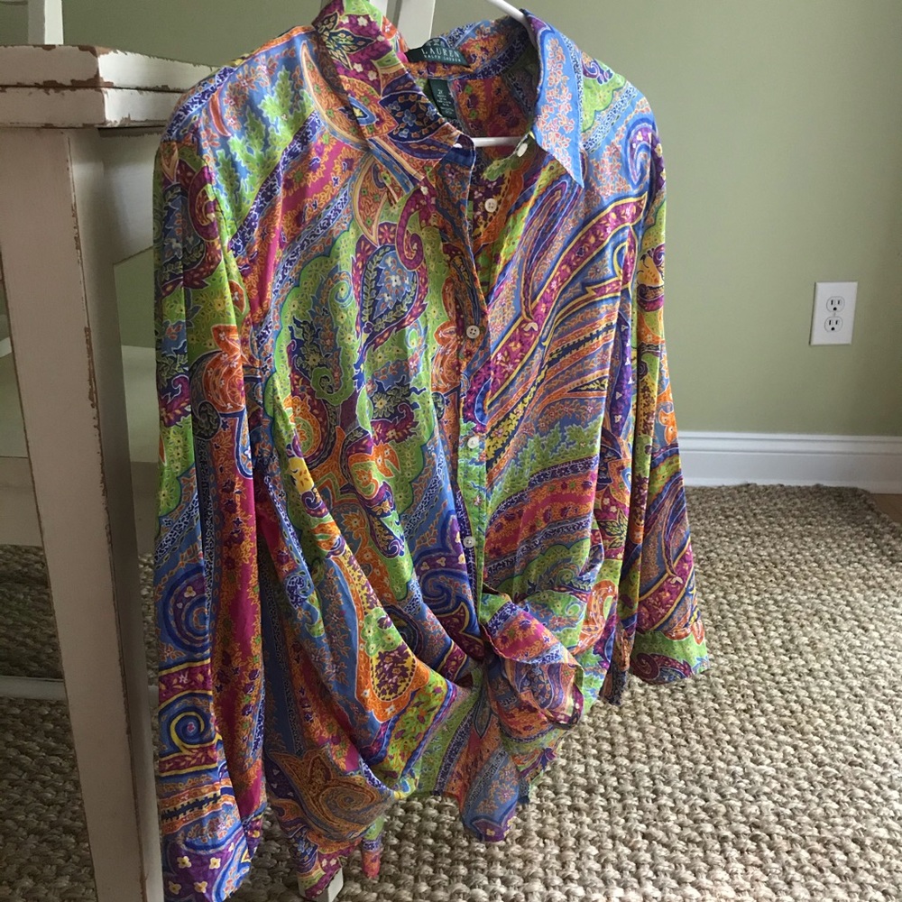 Lauren Ralph Lauren All Cotton Paisley Shirt 2X